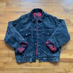 Vintage Levi's Black Denim Jacket, Flannel-Lined